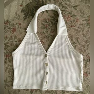 H&M Ribbed Halter Top w/ Collar